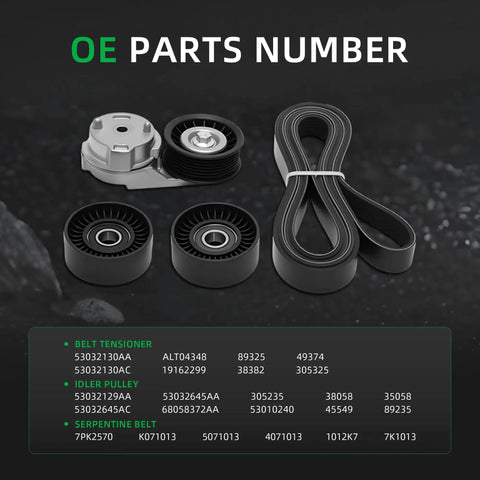 Serpentine Belt Tensioner Kit For Dodge Ram 1500 2500 3500 5.7L V8 2003 2008 Replacement Drive Belt Tensioner And Idler Pulleys