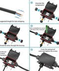 IP68 Outdoor Waterproof Junction Box With M20 Connector For 5 To 13 Millimeter Cables 2 Way Underground Splice Light Box Includes 4 Way Terminal Block Seals And Screws 450V 20A Rating Built For Easy Install, open with wiring steps