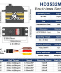 Waterproof 35Kg Beefy High Torque Metal Gear Digital Servo Motor specifications with dimensions and technical details.