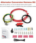 3G Alternator Conversion Harness Kit with heavy gauge wiring, prewired 3-pin ASI D-shaped connector, instructional manual for Ford F Series 1984 upgrade.