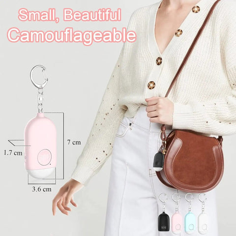Rechargeable 130dB Personal Safety Alarm With LED Flashlight And Vibration Sensor On A Keychain For Women Men Girls Teens Students And Elderly Black Self Defense Anti Theft Anti Robbery Emergency Safety Device, pink 7 cm