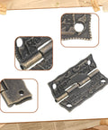 12 Pcs Antique Brass Small Hinges For Jewelry Boxes And Wooden Cabinets With Screws Mini Retro Vintage Style Hardware