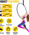 Product features of 4 Pack 6.6 Ft Endless Round Polyester Lifting Straps with weight capacities and material benefits displayed