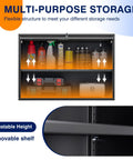 Heavy Duty Steel Garage Wall Cabinet With Doors And Shelves, Wall Mounted Tool Storage Cabinet For Garage, Basement, Kitchen And Warehouse, Black Powder Coat Finish, 21.6 Inch High, Scratch And Rust Resistant, 120Lb Load Capacity, adjustable shelf