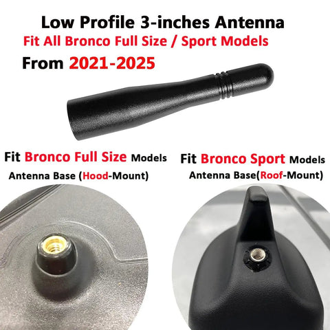 Slick Low Profile 3 Inch Short Antenna Replacement For Bronco 2021 2022 2023 2024 2025 2026 With Great Reception Car Wash Safe Easy Install