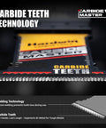 Close-up of Kickass Carbide Oscillating Multi Tool Blades 3 Pack showcasing carbide teeth technology for cutting metals.