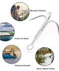 Three Size Stainless Steel Grappling Hook Set With Three Claws For Anchor Retrieval And Outdoor Use
