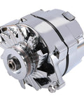 Chrome Replacement Alternator For Chevy Big Block And Small Block V8 105 Amp 1 Wire High Output RA00114 12 Volt CW Rotation IR Regulator V1 Pulley Heavy Duty