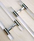 Clear Acrylic Push Pull Door Handle Set For Double Sided Use On Shower Barn Hotel And Patio Doors With Easy Installation No Fuss Durable Replacement Kit And All Hardware Included