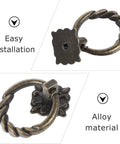Close-up of 6pc Antique Bronze Cabinet Pull Handles Set, Vintage Cupboard Drawer Knobs showing easy installation and alloy material.