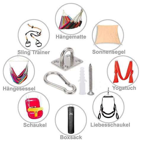 Stainless Steel Hook Hanging Kit Heavy Duty Suspension Hardware For Ceiling Yoga Swing Hammock Mount Rust Resistant And Durable