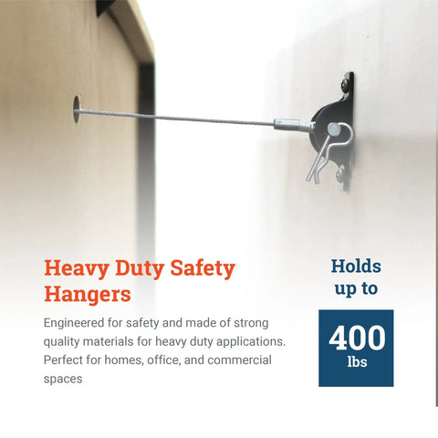 Anti Tip Furniture Anchors For Dresser, Bookshelf and Cabinet Safety, showing wall strap secured to wood stud, holds up to 400 lbs