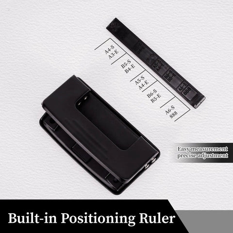Beast Of A Two Hole Paper Punch One Quarter Inch Low Effort Double Hole Punch for A4 A5 B5, black punch with positioning ruler