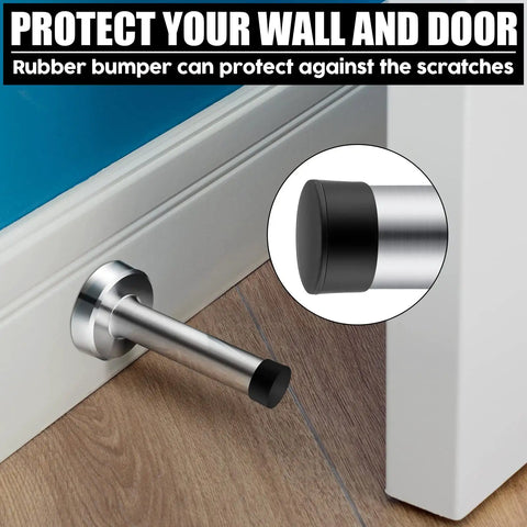 10 Pack Built Tough Heavy Duty 3.7 Inch Door Stopper Made From 304 Stainless Steel With Rubber Tips Wall Mounted Wall Protector