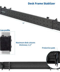 Rock Solid Universal Steel Desk Stabilizer Bar Clamp On That Stops Side To Side Wobble For Sit To Stand Desks Expands From 36 To 61.6 Inches