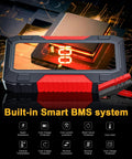 5000A Peak Jump Starter For Cars With 12V Battery Pack, Powers Up 10.0L Gas And 8.0L Diesel Engines In Seconds, Portable Jump Box With 3.0 Inch LCD Display, USB Output, And Compact Beast Power Pack featuring built-in Smart BMS system.