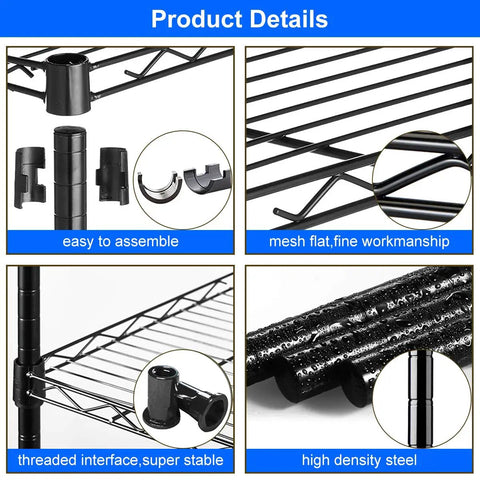 Heavy Duty Steel Wire Storage Shelving For Garage And Kitchen, 5 Shelf Adjustable Rack With 1250 Lb Capacity, No Sweat Assembly Organizer In Black, Killer Quality Storage Rig For Homes Today