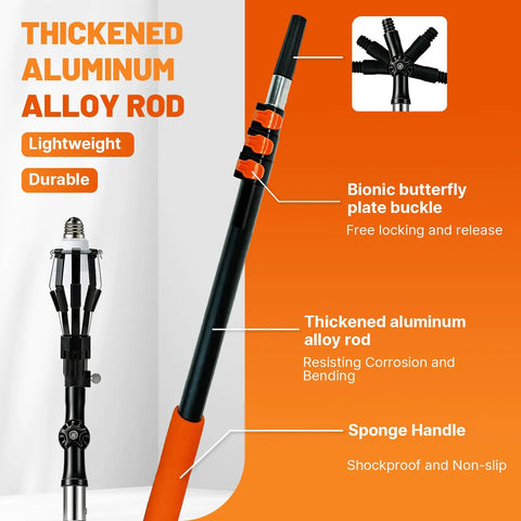 High Ceiling Light Bulb Changer Kit With 10 Piece Extension Poles 360 Degree Swivel Head Bulb Grabber Ceiling Fan Duster And Window Cleaner No Ladder Needed For Safe Ground Level Bulb Swap
