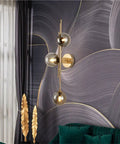 Mid Century Modern Indoor 3 Light Globe Wall Sconce With Smoke Gray Glass Shade And Brushed Brass Finish Vertical Vanity Lamp