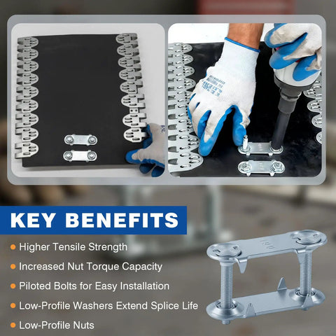 Beefed Up Heavy Duty Bolt Solid Steel Plate Fasteners Pack Pre Assembled Bottom Plates For Conveyor Belt Repair Kit usage image