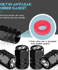 5 Pack Aluminum Alloy Tire Valve Stem Caps For Hyundai Elantra Sonata Tucson Santa Fe Genesis Equus Azella Cars, Anodized Black