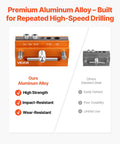 Premium aluminum alloy dowel jig kit for woodworking with adjustable clamps and precision guide bushings.