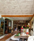 Stylish room with Dope 2x2 PVC Ceiling Tile Set For Easy Makeover Lay In Or Glue Up Patina Finish