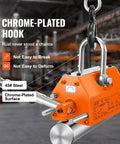 Heavy Duty Magnetic Lifter With 880 Lb Capacity And Release Pro Grade Neodymium Lifting Magnet For Hoists And Shop Cranes Two Point Five Safety Factor Powers Through Steel Sheets Blocks Rods Plates And More with chrome-plated hook lifting a steel rod