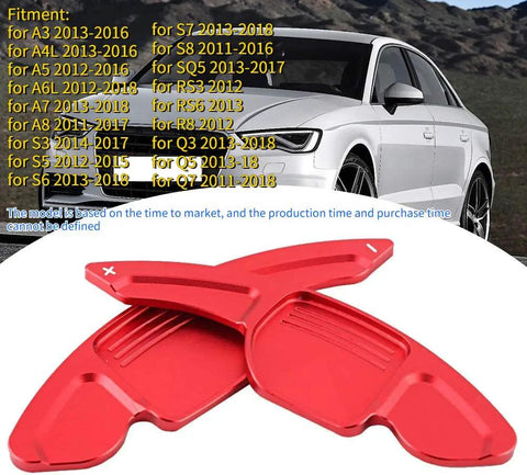 Two Piece Aluminum Alloy Shift Paddle Extensions For Audi A3 A4L 2013 2016 And A5 2012 2016 Bright Red Interior Accent Upgrade
