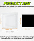Heavy Duty Drywall Access Panel Nine Point Nine Inch Ceiling Repair Cover showing product size and installation notes.