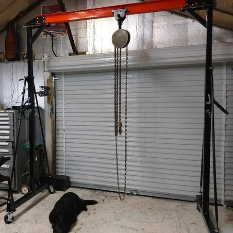 Bad Boy Heavy Weight One Ton Gantry Crane Frame Rated For Two Thousand Pounds Adjustable Portable Shop Hoist Rig with pulley.