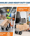 All In One 4 In 1 Convertible Aluminum Hand Truck With 1000 LB Capacity in use at warehouse and van loading