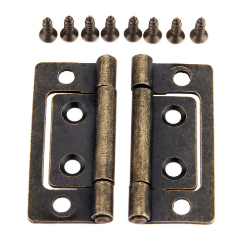 Antique Bronze Decorative Hinges For Jewelry Box And Small Cabinet 50x24mm with screws laid flat