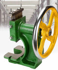 Heavy Duty Cast Iron Arbor Press With Oversized Manual Handwheel For Stamping Bending And Riveting Tasks showing sturdy green build and yellow handwheel.