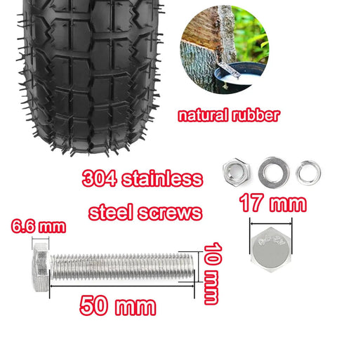 Dead Simple Heavy Duty Vacuum Air Caster Wheels 200MM 250MM Tubeless Rubber Tires with 304 stainless steel screws and nuts
