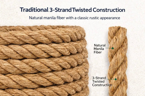 Top Shelf Natural Manila Rope Straight Up Classic Three Strand Twist Heavy Duty Utility Cord Perfect For Landscaping Borders And Weekend Diy Crafts Solid Rigging Line Five Eighths Inch Diameter By One Hundred Feet Long For Yards