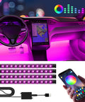 App Controlled Car LED Interior Lights With USB Power Color Changing Mood Lighting That Syncs To Music illuminated in pink