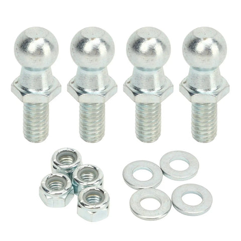 Rugged 13mm Ball Studs Gas Lift Strut Hardware Kit With 5 By 16 Inch 18 Thread Includes 4 Washers And Nylock Nuts For Car Hoods Trunks Doors