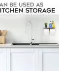 Two In One Bathroom Organizer Lifesaver Dual Toilet Paper Holder With Built In Shelf next to kitchen sink