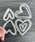 Love Hearts Metal Die Cuts Frame Set 4 Pieces Silver Embossing Dies for Scrapbooking and Card Making DIY projects