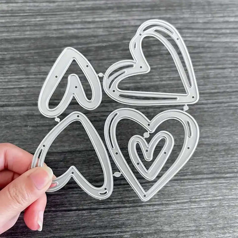 Love Hearts Metal Die Cuts Frame Set 4 Pieces Silver Embossing Dies for Scrapbooking and Card Making DIY projects
