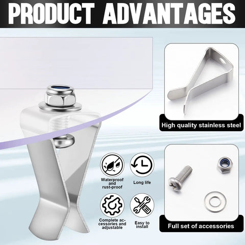 Window Well Cover Clips Outside Hardware Kit With Screws For Basement Egress Windows, stainless steel clip, washer, screw