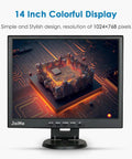 14-Inch 4:3 Security Monitor With No Image Stretching, Tough Metal Housing, Native 1024x768 Display, futuristic graphic on screen