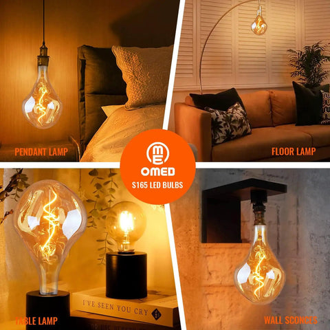 Oversized Vintage LED Edison Bulb With 2200K Warm White Glow Dimmable 5W 400LM Amber Glass Giant Irregular Shape Lighting Setup