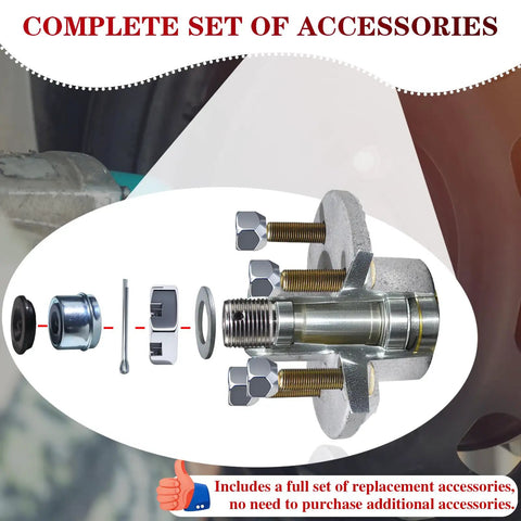 Image of Two Pack Galvanized Trailer Idler Hub Kits 5 On 4.5 In 5 Lug 5x4.5 Pre Installed And Lubricated For 3500 Lbs Axles With 84 Spindle components.