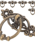 Set Of 6 Vintage Zinc Alloy Drawer Pulls And Retro Round Cabinet Knobs, Ring Handles For Dresser Chest Cupboard And Nightstand