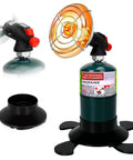Portable Propane Heater For Outdoors, Cordless Radiant Camp Heater with Foldable Tank Holder shown in front view