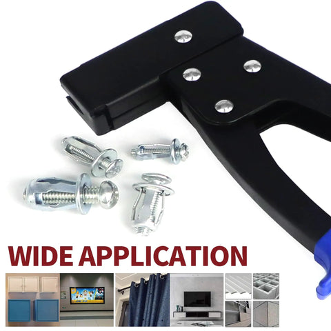 Petal Nuts Jack Nuts Dowel Kit With Screws For Drywall Repair And Framing, Carbon Steel 74Pcs M4 M5 M6 M8, setting tool shown