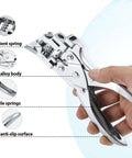 3 In 1 Badge Slot Hole Punch, Beefy Heavy Duty Card Cutter being held, featuring zinc alloy body and springs, for PVC and cards.