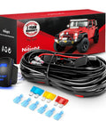 LED Light Bar Wiring Harness Kit Beefed Up Heavy Duty 14 AWG 12V with 3 Leads Power Relay Inline Fuse On Off 5 Pin Rocker Kit